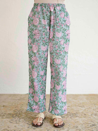 Cotton Printed Lounge Wear Coord Set Light Green