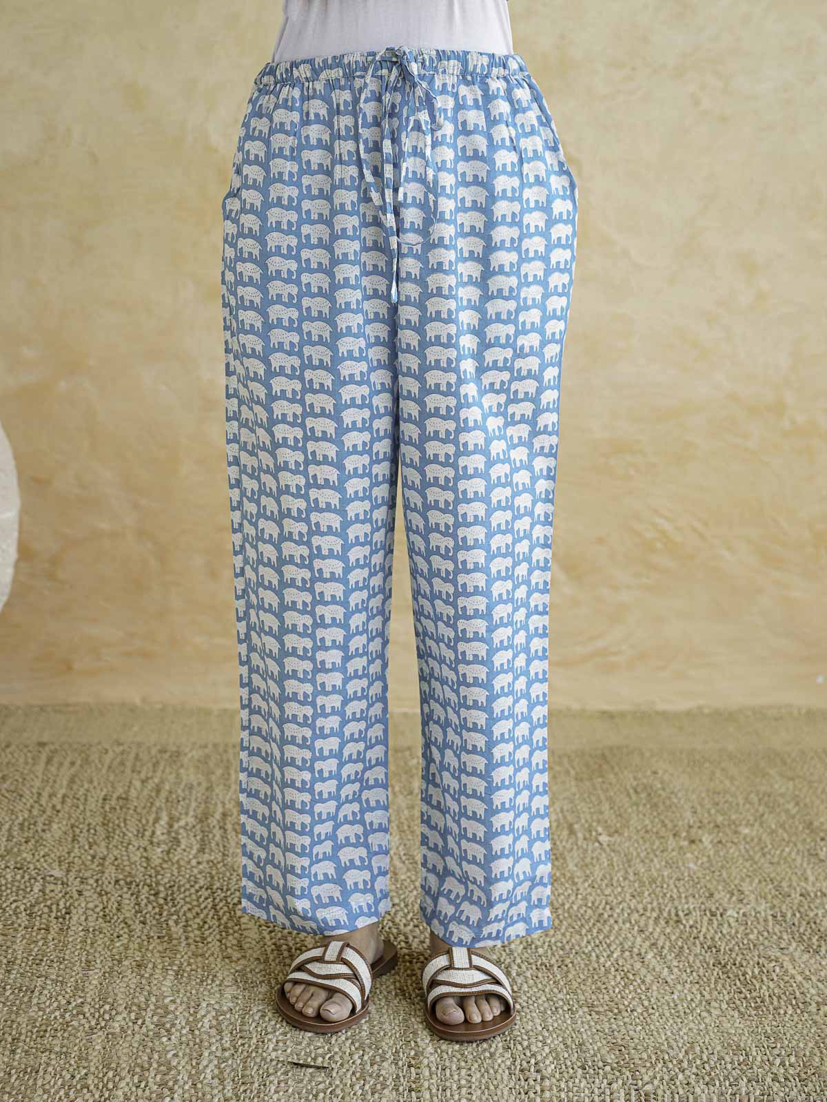 Cotton Printed Lounge Wear Coord Set Sky Blue