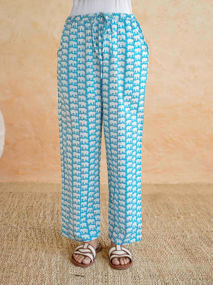 Cotton Printed Lounge Wear Coord Set Sky Blue