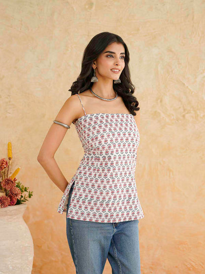 Cotton Sleeveless Strappy Top White