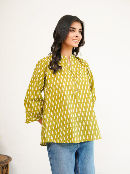 Cotton Printed Everyday Tunic Top For Women Green Booty