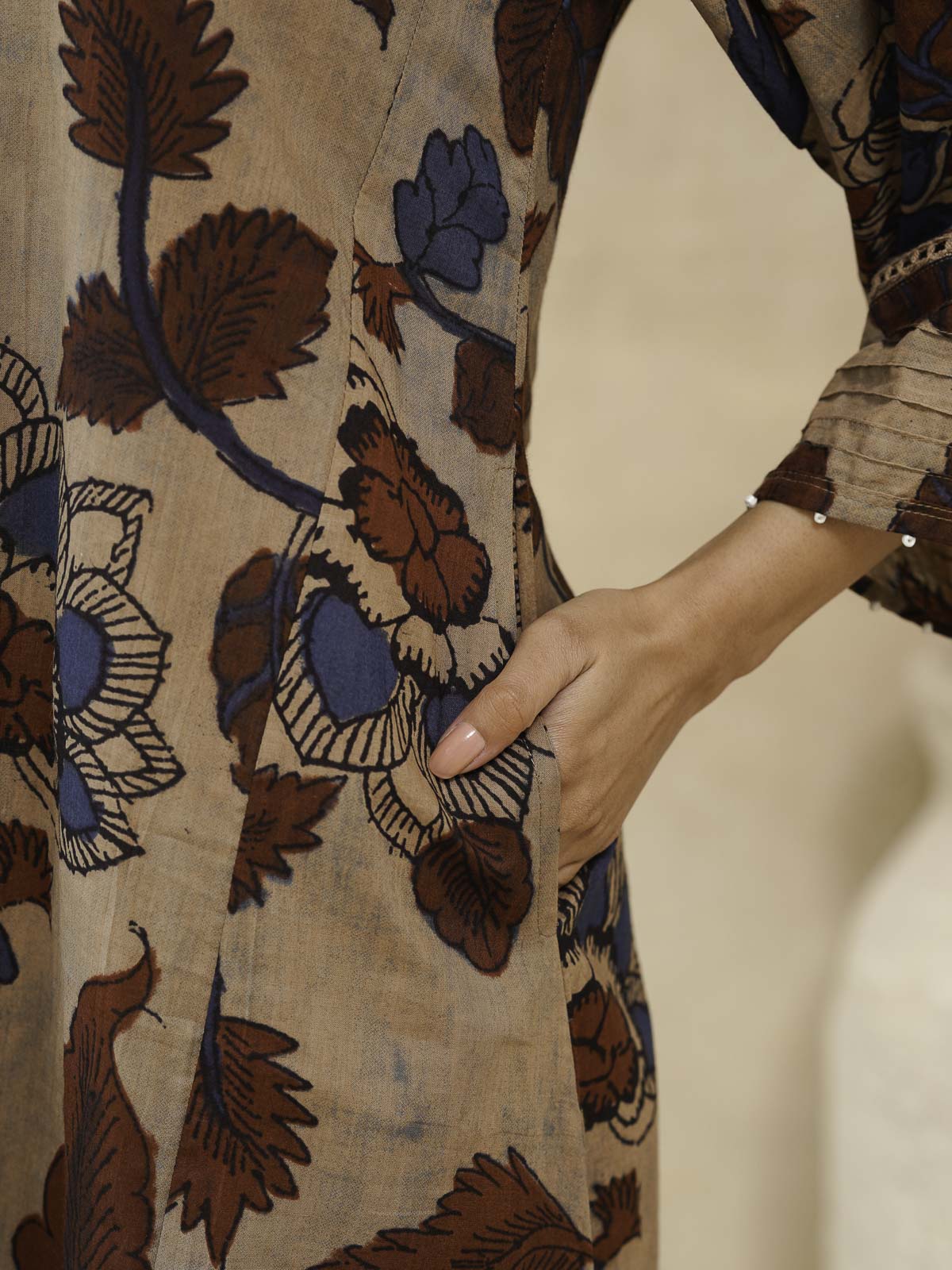 Cotton Printed Ultimate Aline Kurta For Women Beige