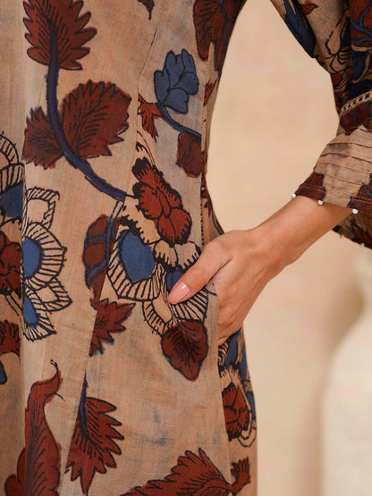 Cotton Printed Ultimate Aline Kurta For Women Beige