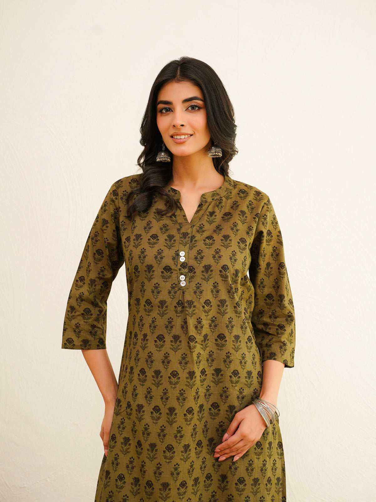 Cotton Pleat Kurta For Women Beige