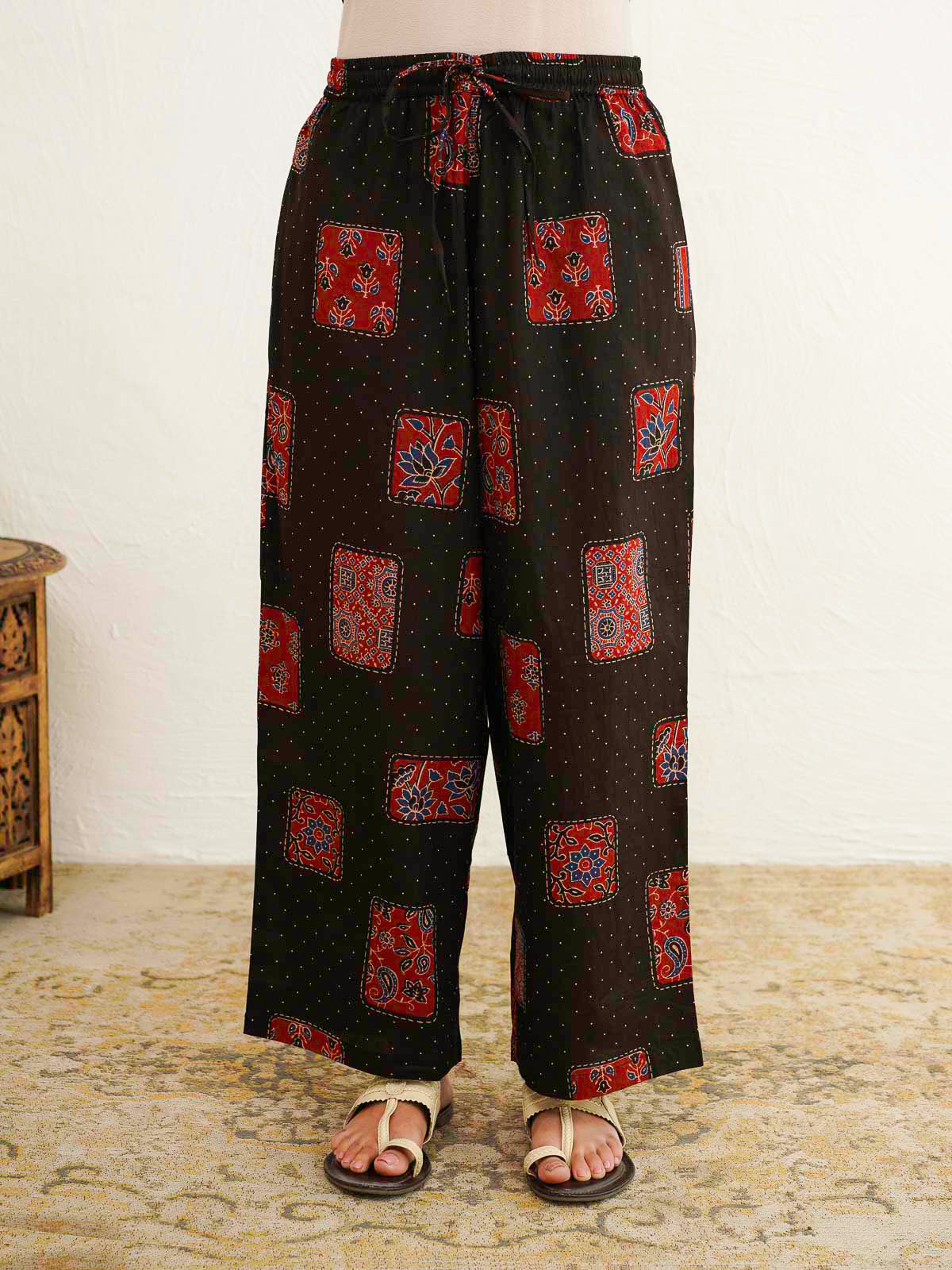 Cotton Printed Noor Aline Set For Women Black