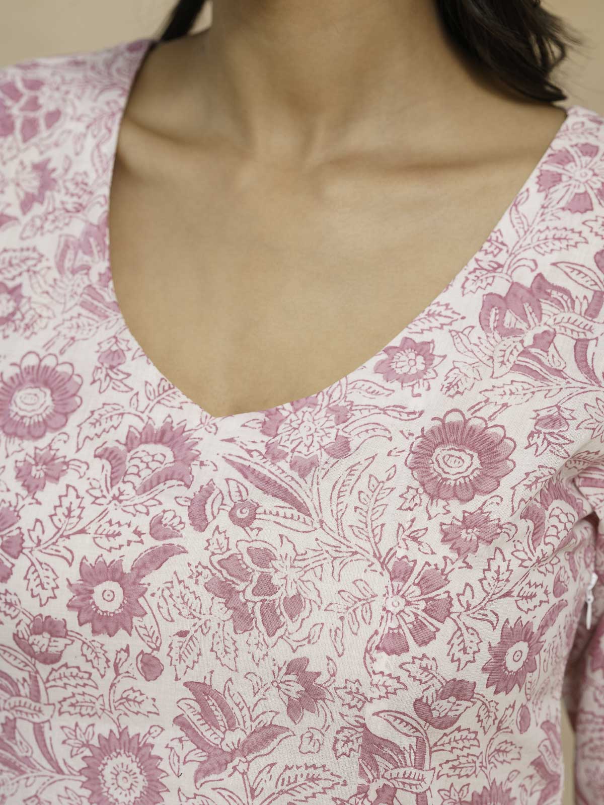 Full Sleeve Cotton Printed Classic Vee Top White