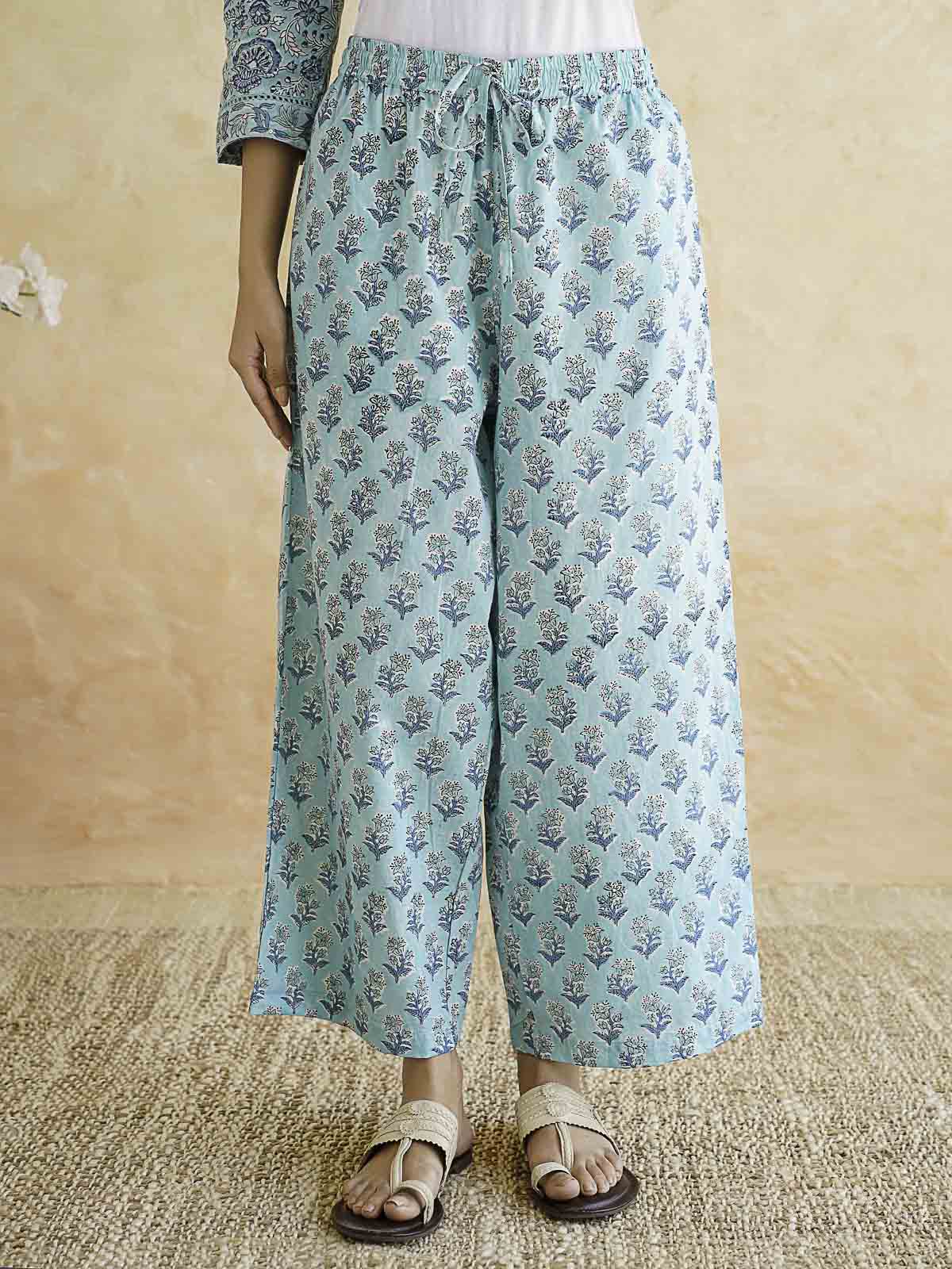 Classic Cotton Kurta Set For Women Sky Blue