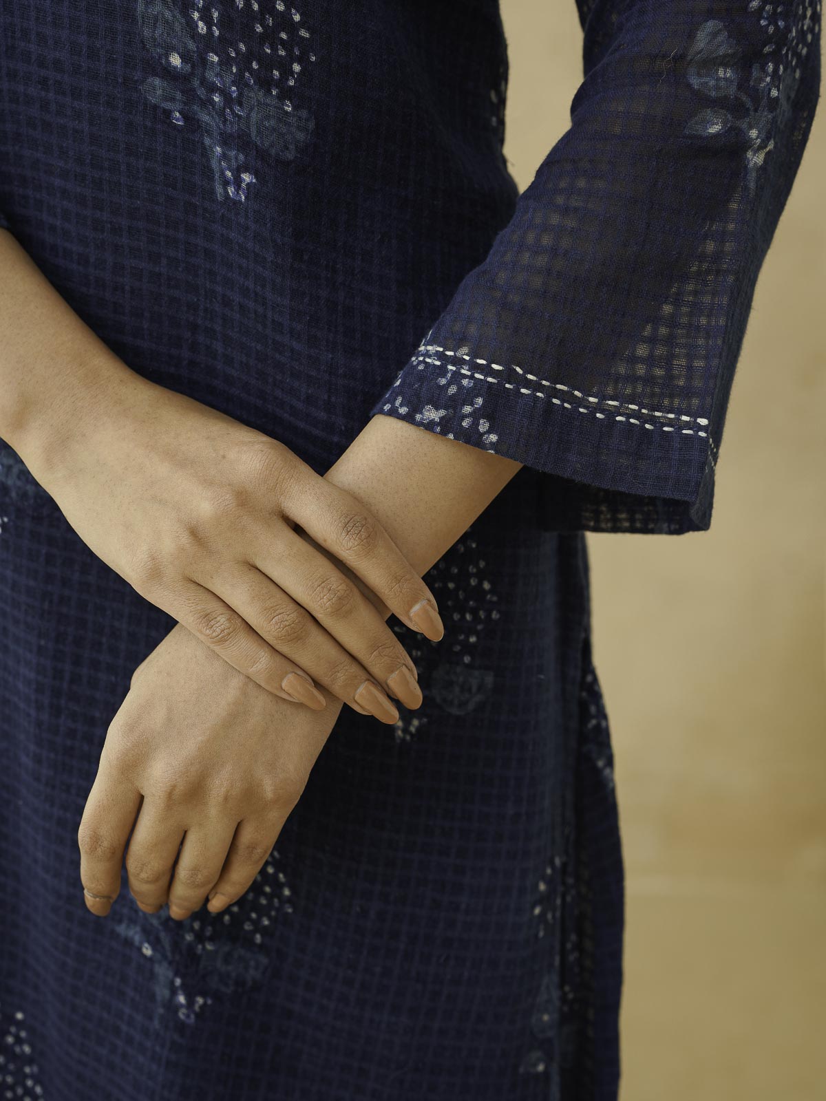 Cotton Printed Kantha Style Set For Women Indigo