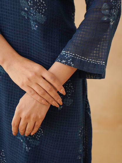 Cotton Printed Kantha Style Set For Women Indigo