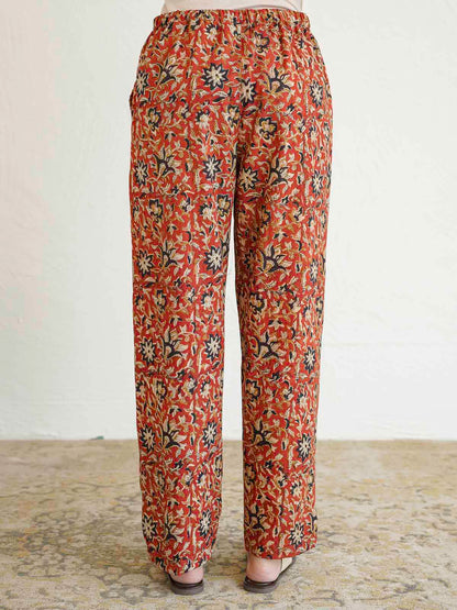 Cotton Printed Lounge Wear Coord Set Red Jaal