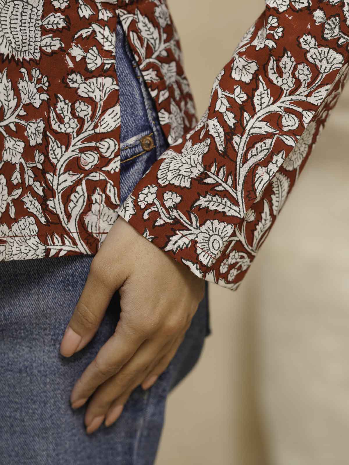 Full Sleeve Cotton Printed Classic Vee Top Red