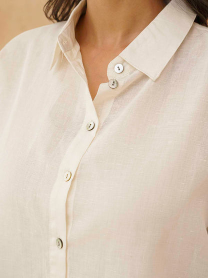 Classic Linen Shirt For Women White