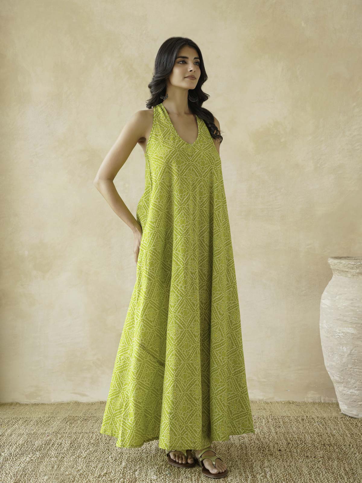 Cotton Printed Aline Moana Dress Lemon