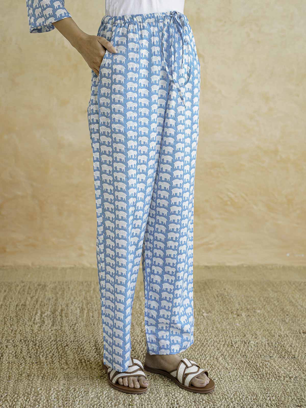 Cotton Printed Lounge Wear Coord Set Sky Blue