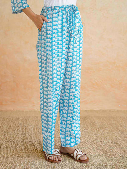 Cotton Printed Lounge Wear Coord Set Sky Blue