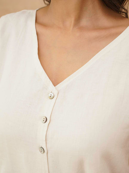 Classic Linen Vest For Women White