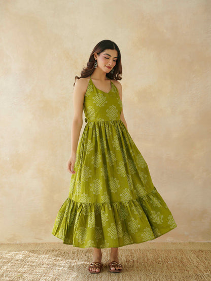 Cotton Printed Lana Dress For Women Bandhej