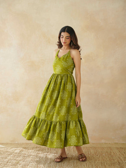 Cotton Printed Lana Dress For Women Bandhej