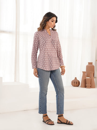 Cotton Printed Top For Women Purple