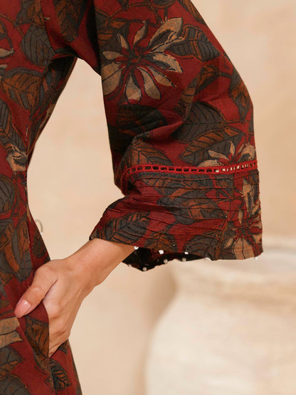 Cotton Printed Ultimate Aline Kurta For Women Red