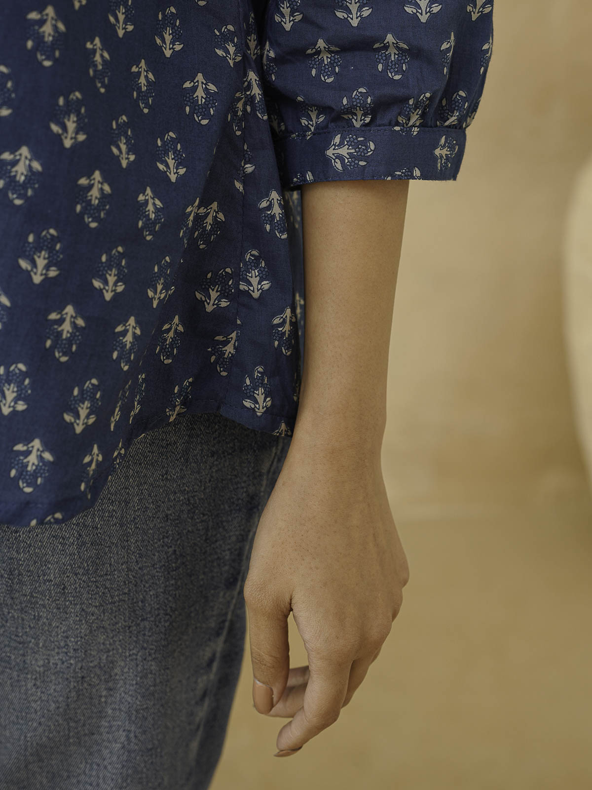 Cotton Printed Everyday Tunic Top For Women Blue Booty