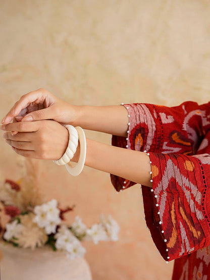 Cotton Printed Ultimate Aline Kurta For Women Cherry Red