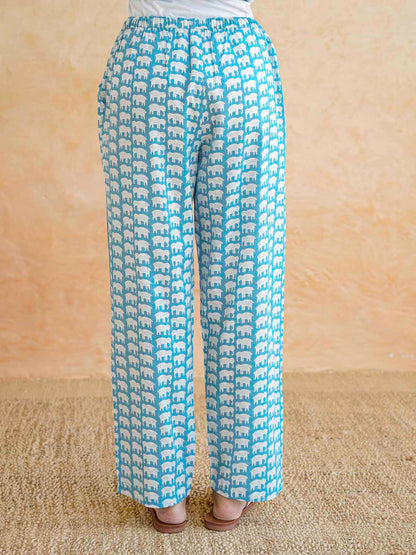 Cotton Printed Lounge Wear Coord Set Sky Blue