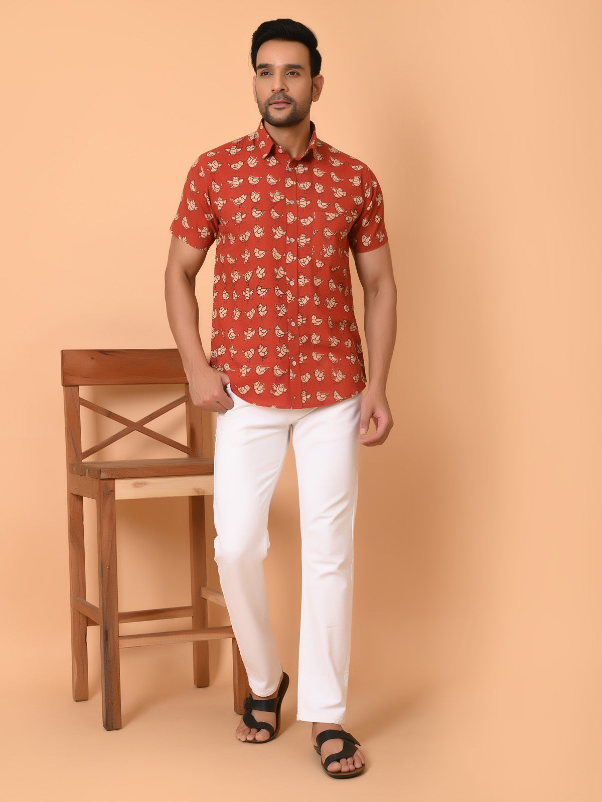 Men's half sleeves shirt red - Goodhand