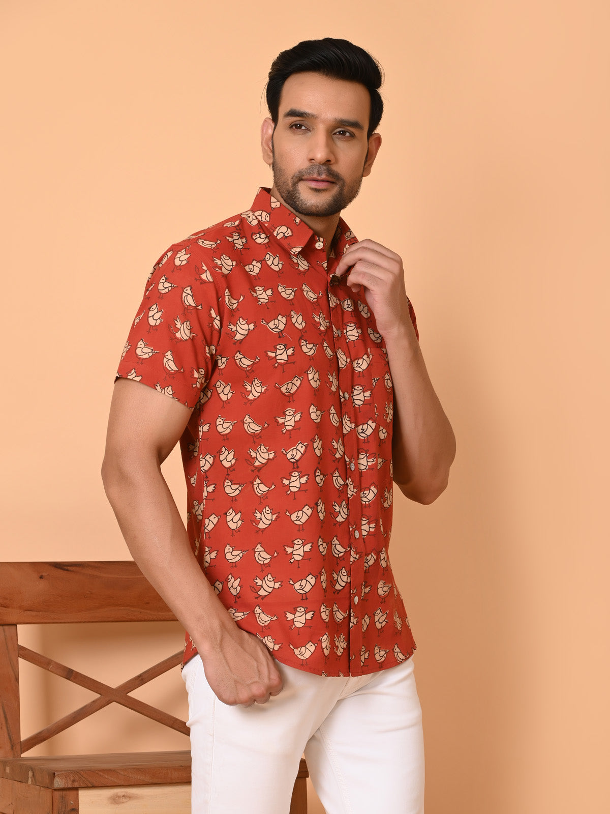 Men's half sleeves shirt red - Goodhand