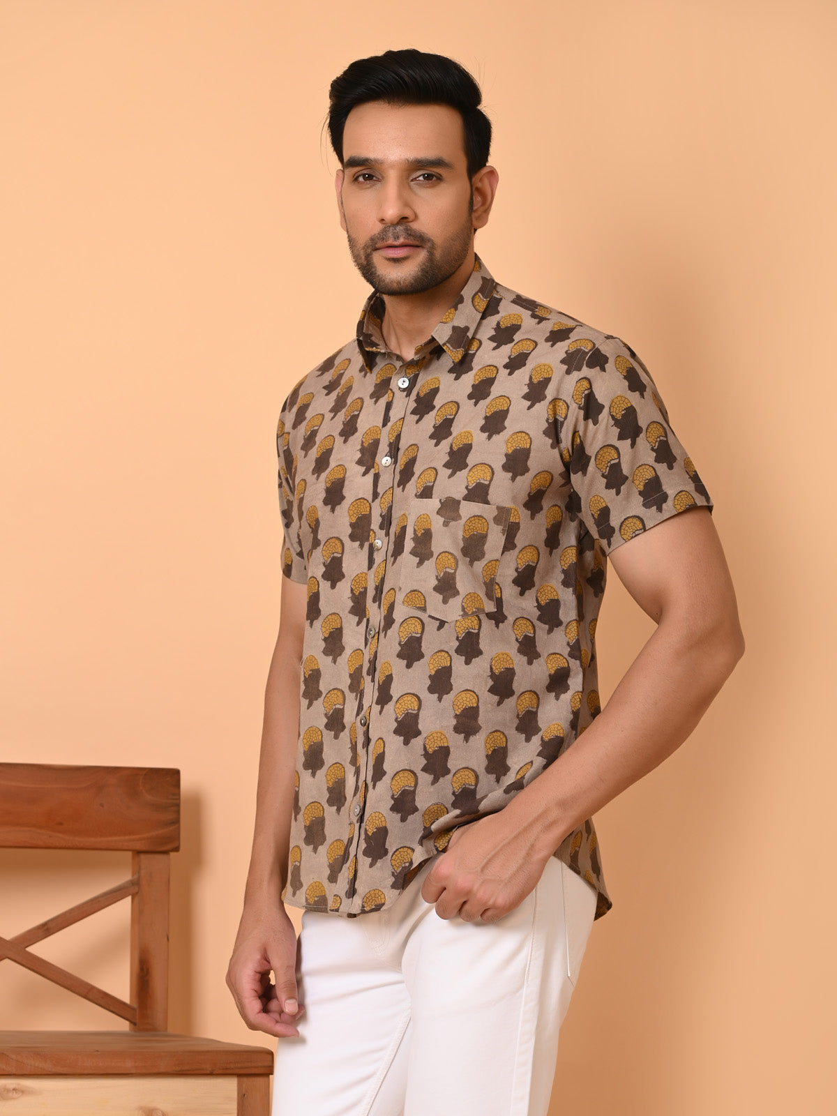 Men's half sleeves shirt brown - Goodhand