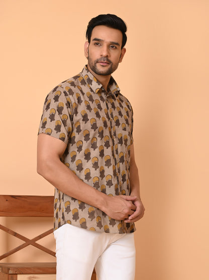 Men's half sleeves shirt brown - Goodhand