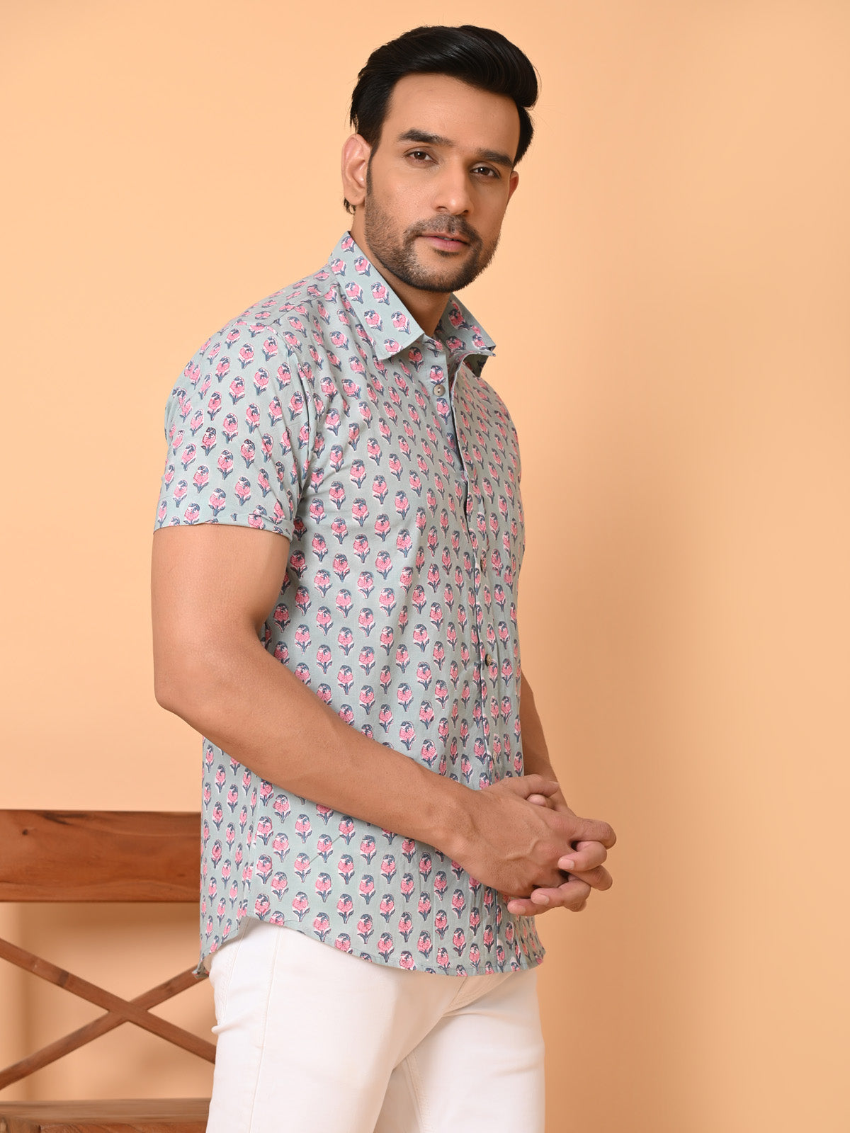 Men's half sleeves shirt pastel green - Goodhand