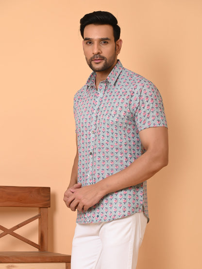 Men's half sleeves shirt pastel green - Goodhand