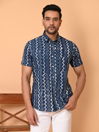 Men's half sleeves shirt indigo - Goodhand