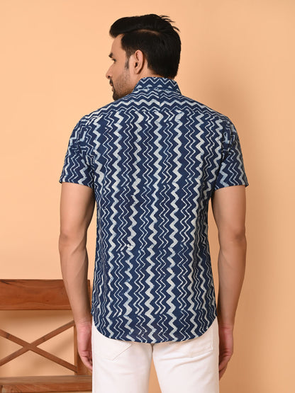 Men's half sleeves shirt indigo - Goodhand