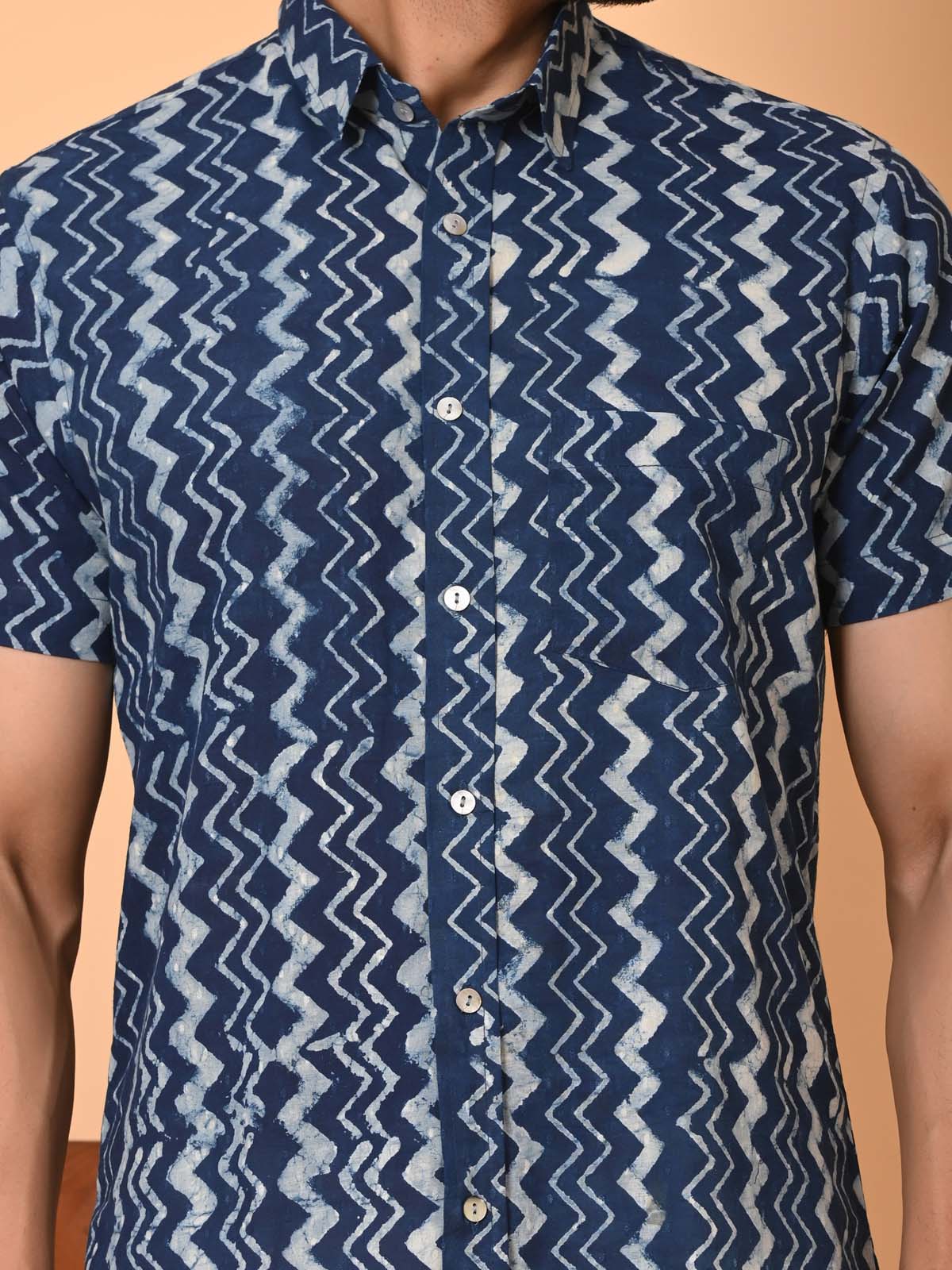 Men's half sleeves shirt indigo - Goodhand