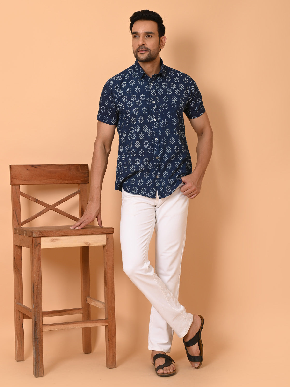 Men's half sleeves shirt blue - Goodhand