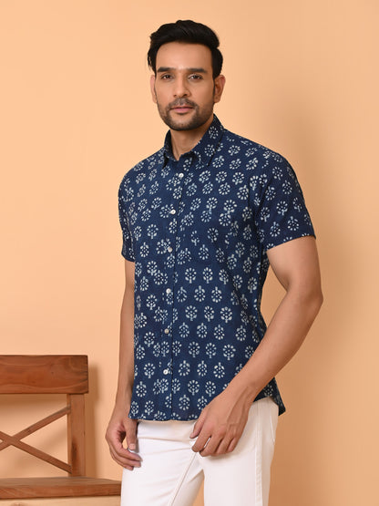 Men's half sleeves shirt blue - Goodhand