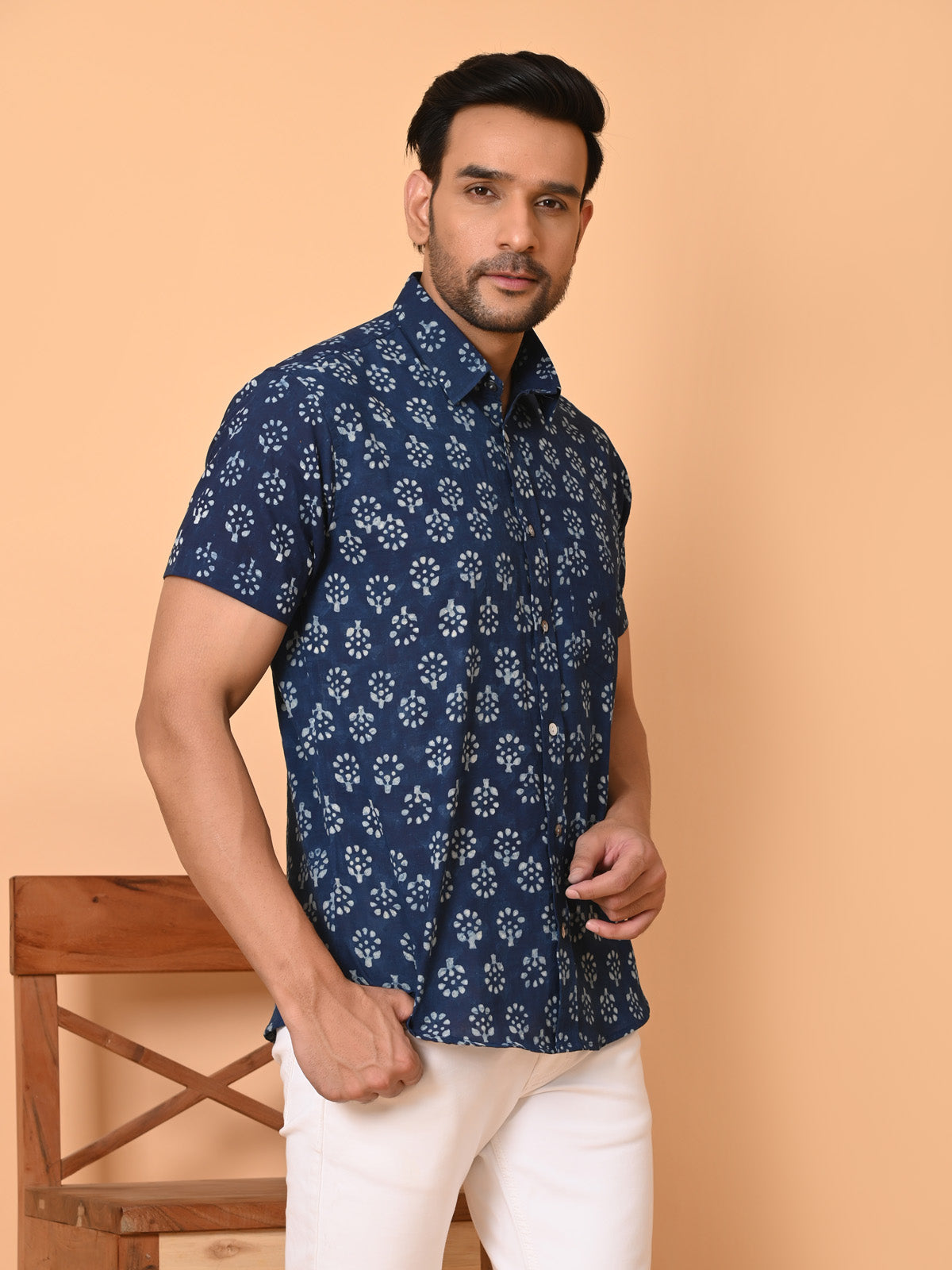 Men's half sleeves shirt blue - Goodhand