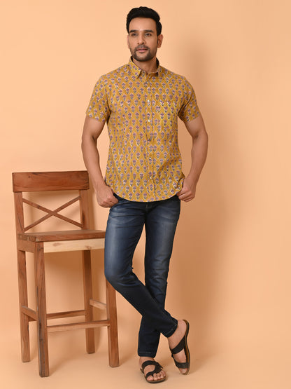 Men's half sleeves shirt yellow - Goodhand