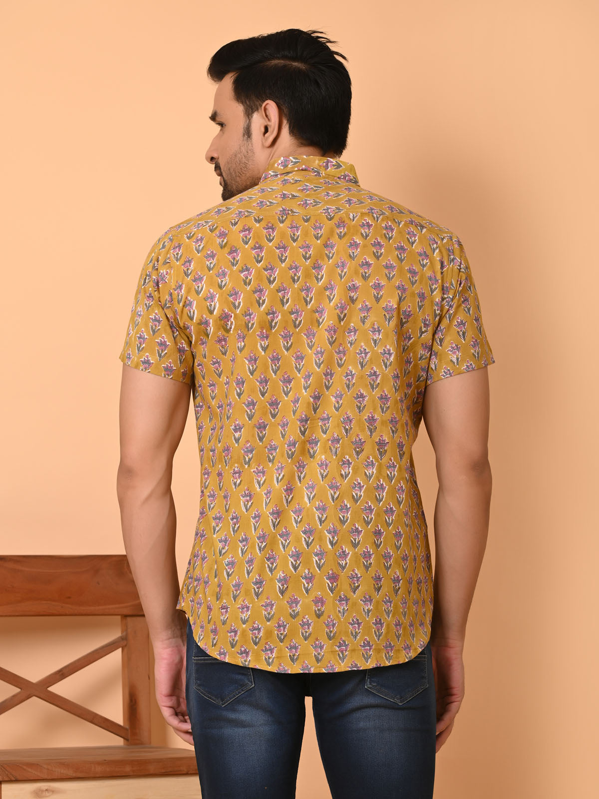 Men's half sleeves shirt yellow - Goodhand