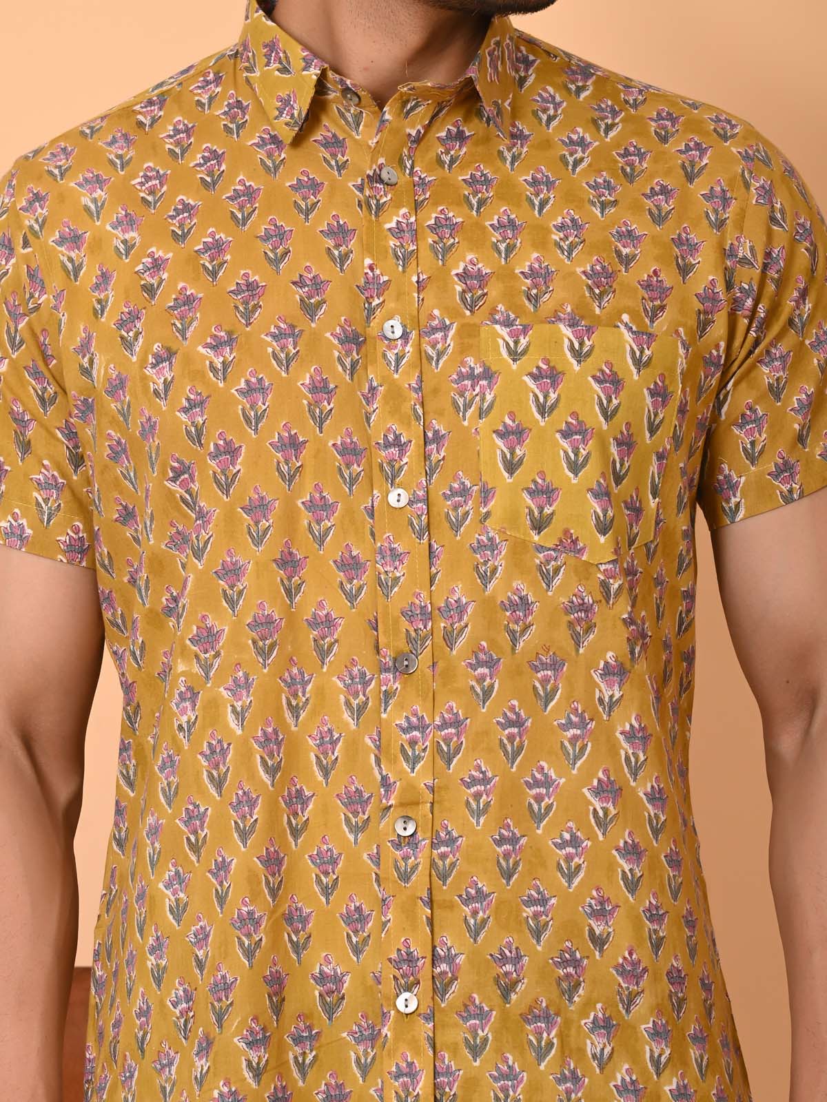 Men's half sleeves shirt yellow - Goodhand