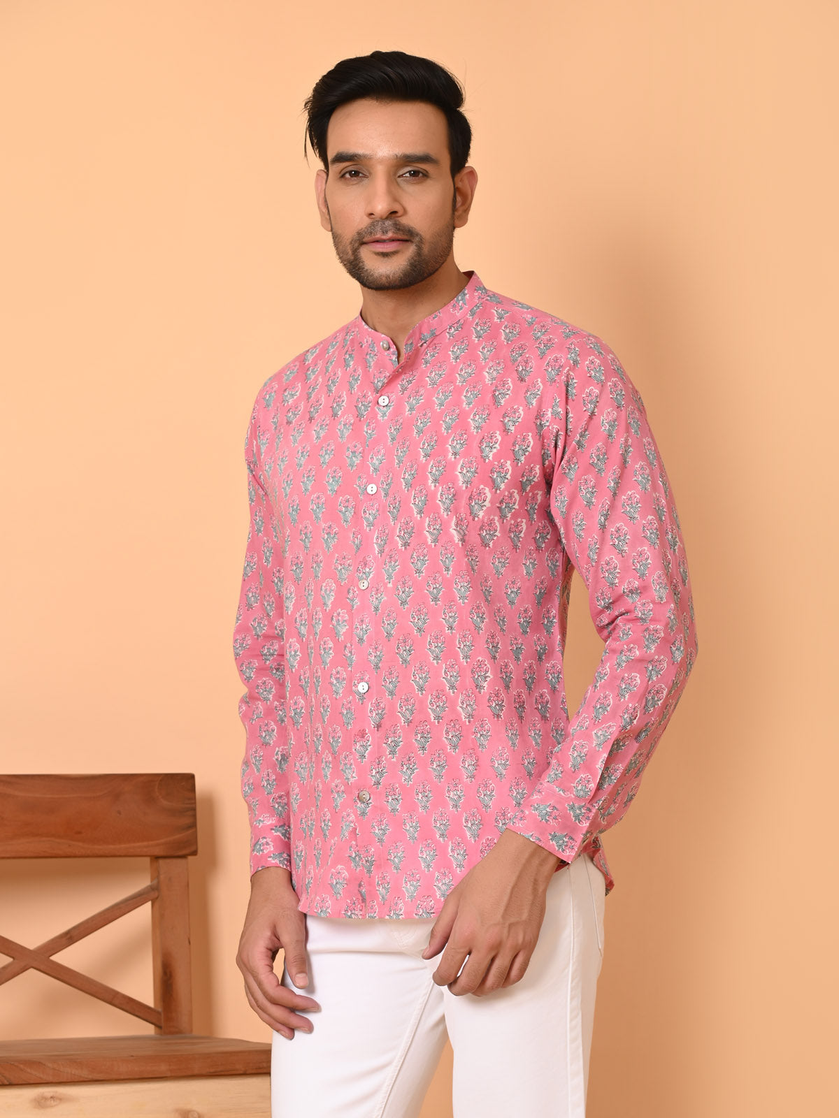 Men's short kurta pink - Goodhand