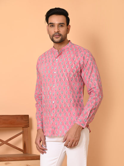 Men's short kurta pink - Goodhand