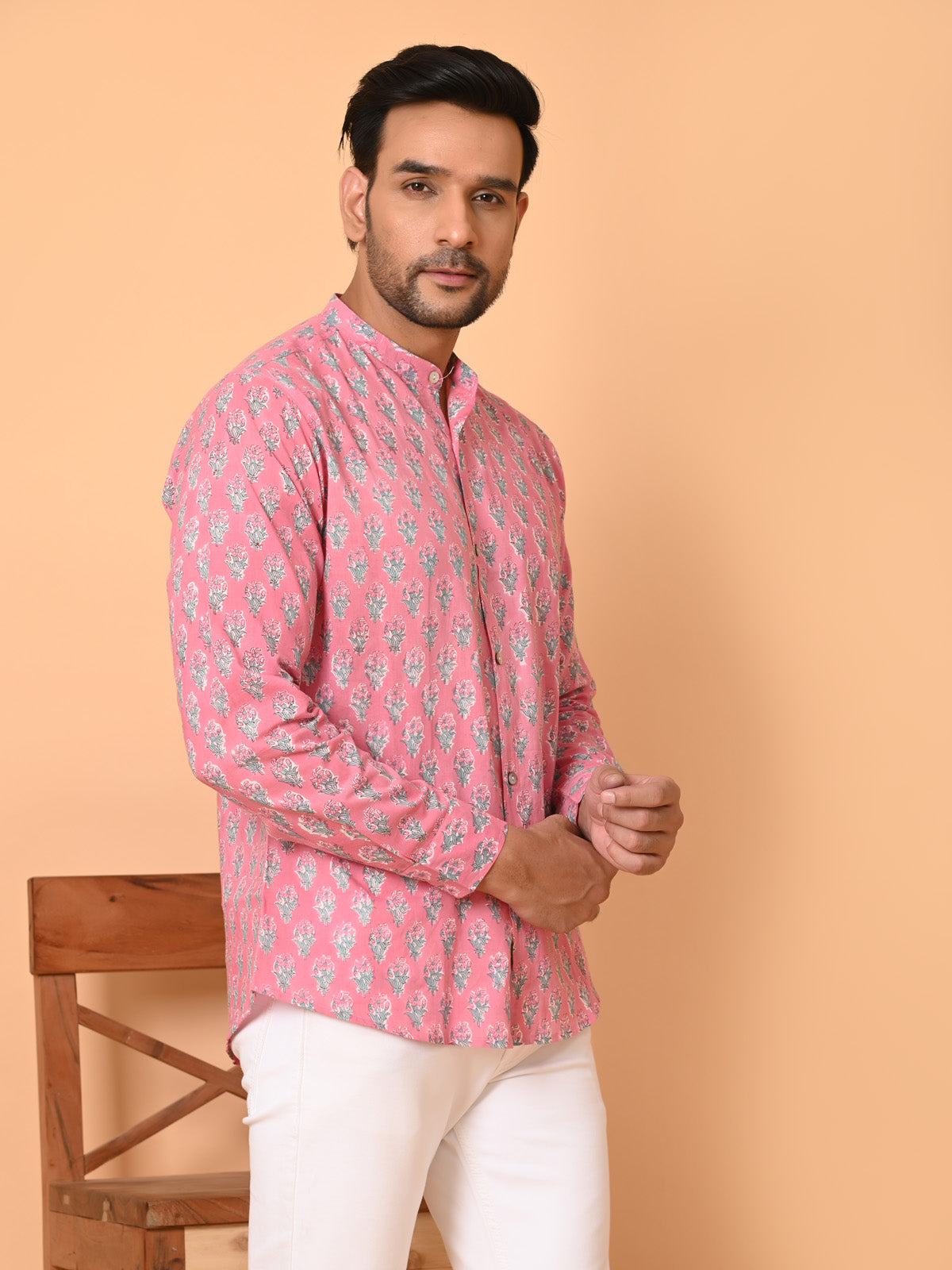 Men's short kurta pink - Goodhand