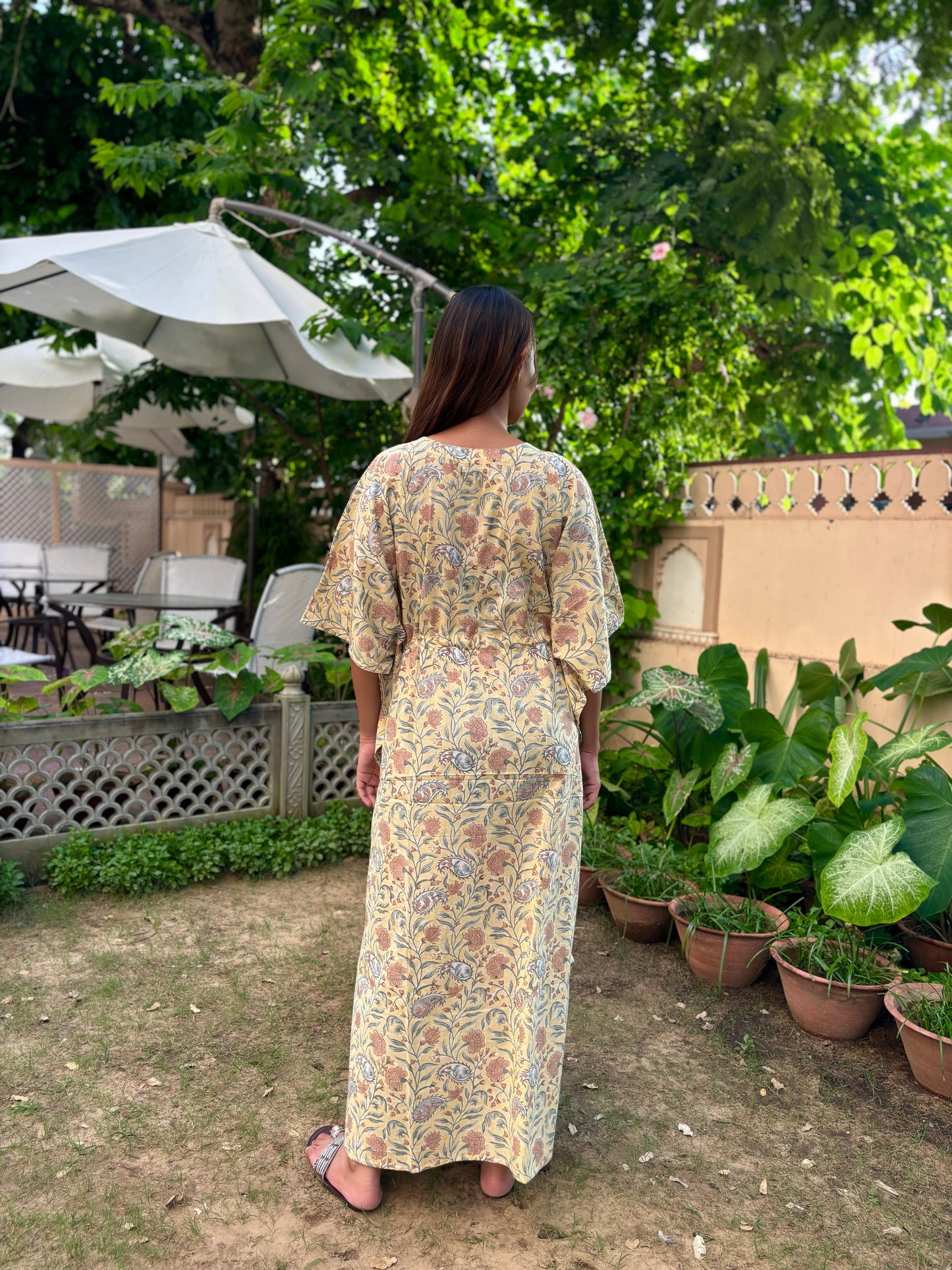 Mira Long kaftan Yellow - Goodhand