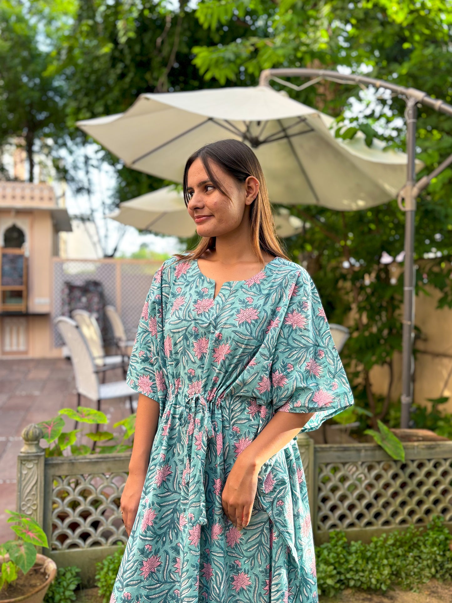 Mira Long kaftan Green - Goodhand