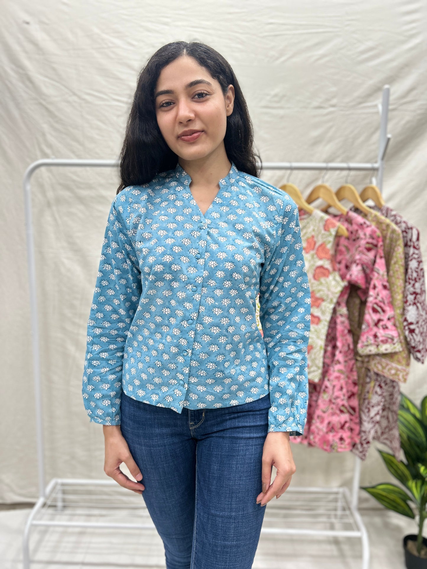 Cloth button top blue - Goodhand