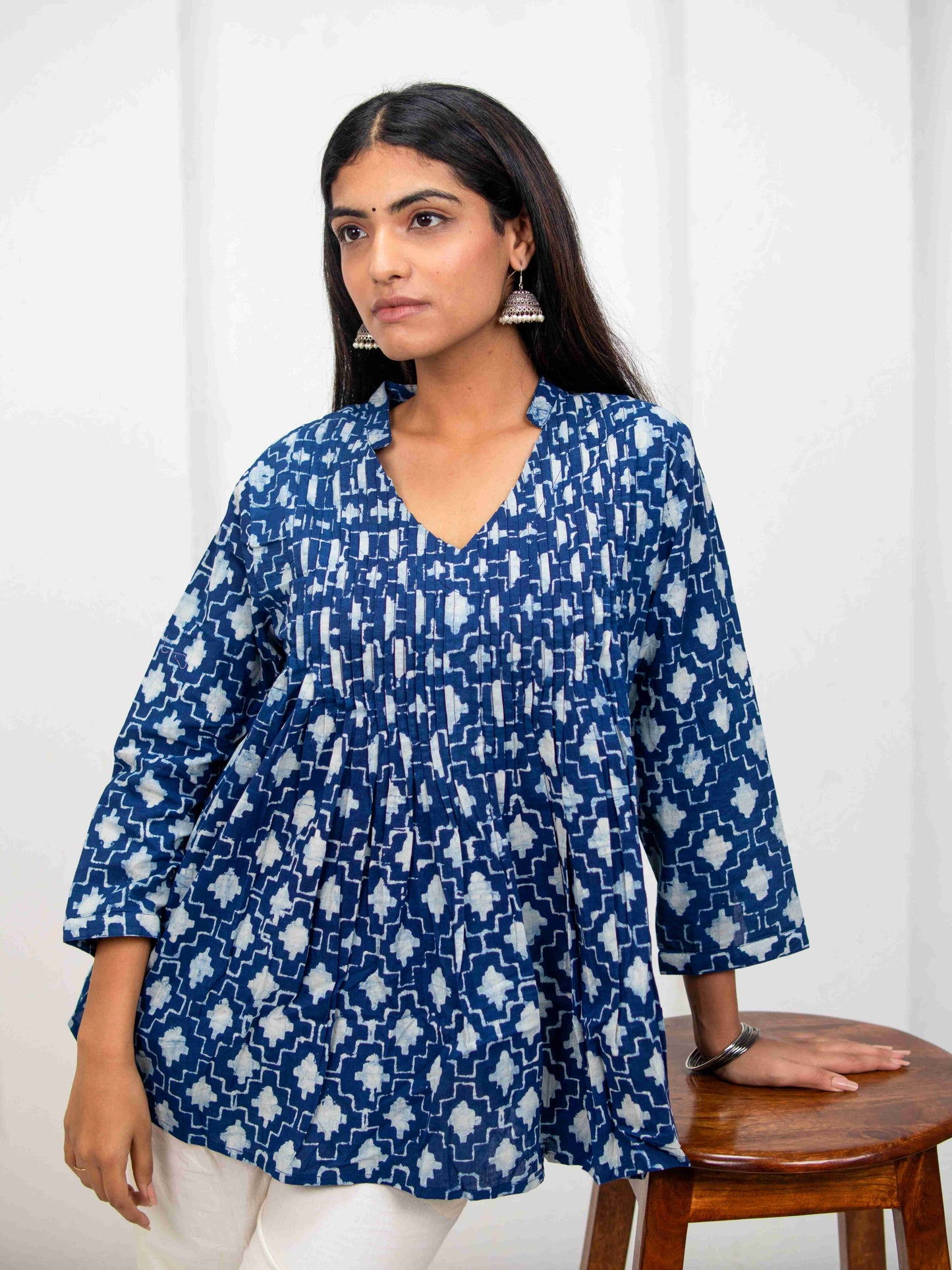 Gauhar Pintuck Top Blue - Goodhand