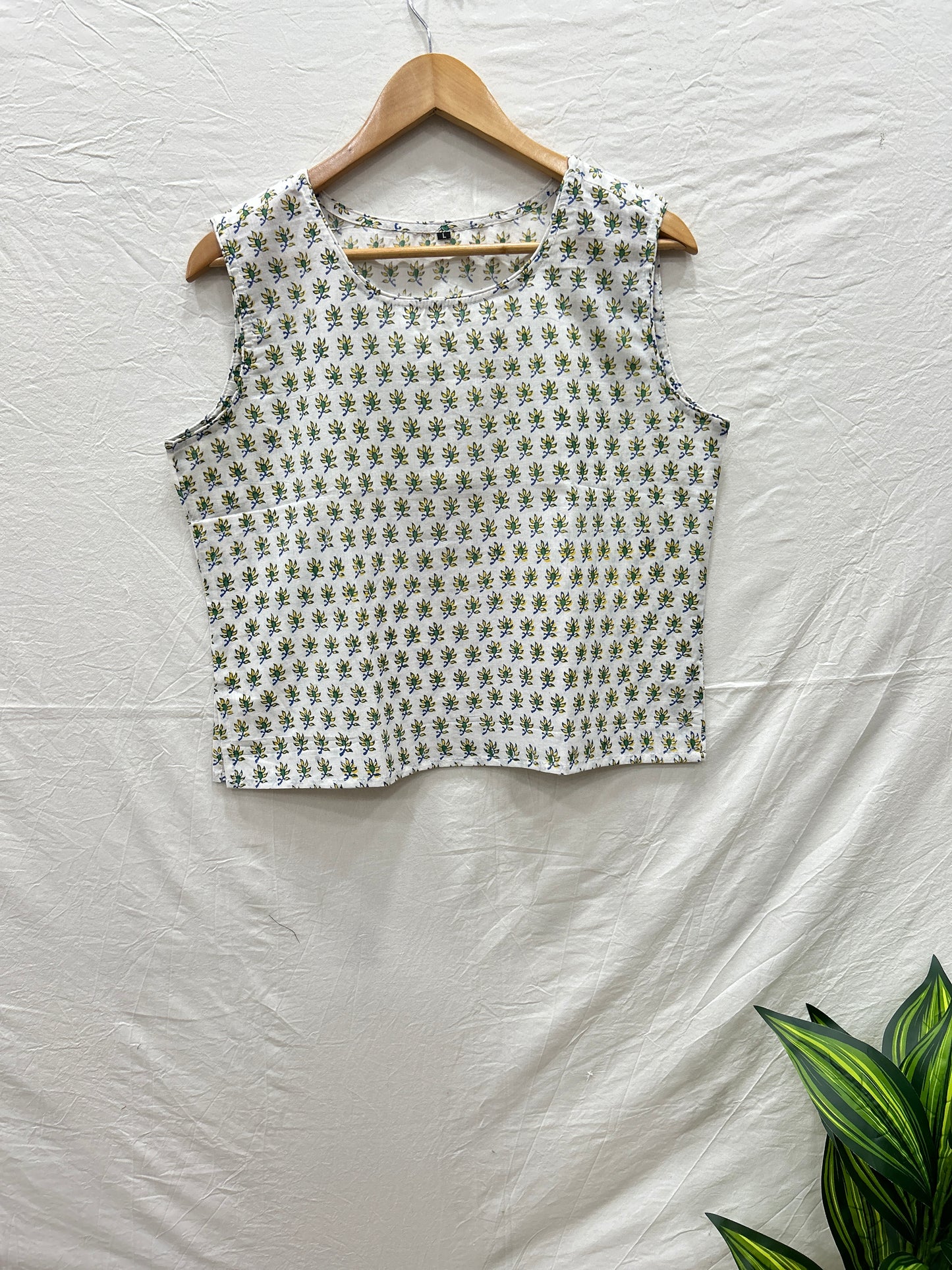 Sleevless Top White yellow - Goodhand